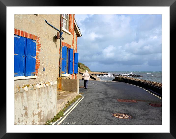 Stormy seafront at Bonchurch on the Isle of Wight.  Framed Mounted Print by john hill