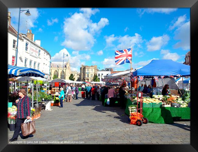 Outdoor market at Boston in Lincolnshire. Framed Print by john hill