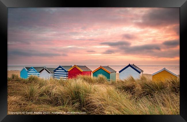 Southwold Beach Huts at Dawn Framed Print by David Powley