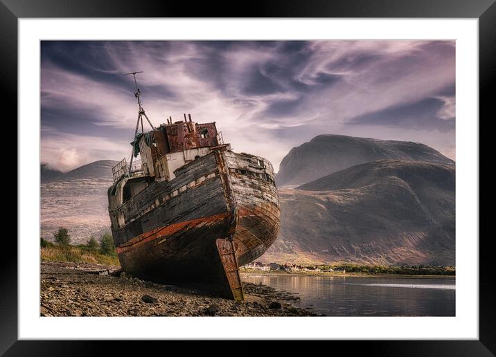 Corpach Wreck Framed Mounted Print by Roger Daniel