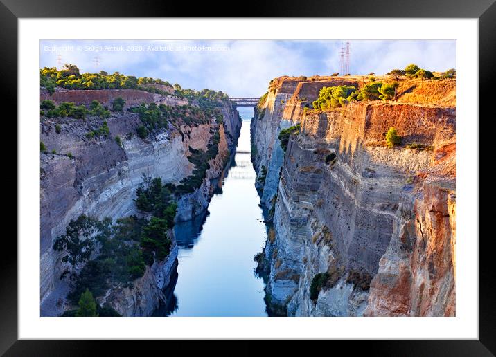 Aerial view of the Corinth Canal in Greece Framed Mounted Print by Sergii Petruk