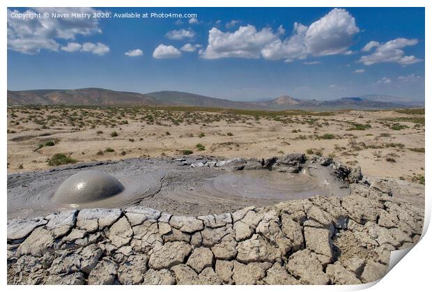 Mud Volcanoes at the Gobustan National Park, Baku, Azerbaijan Print by Navin Mistry