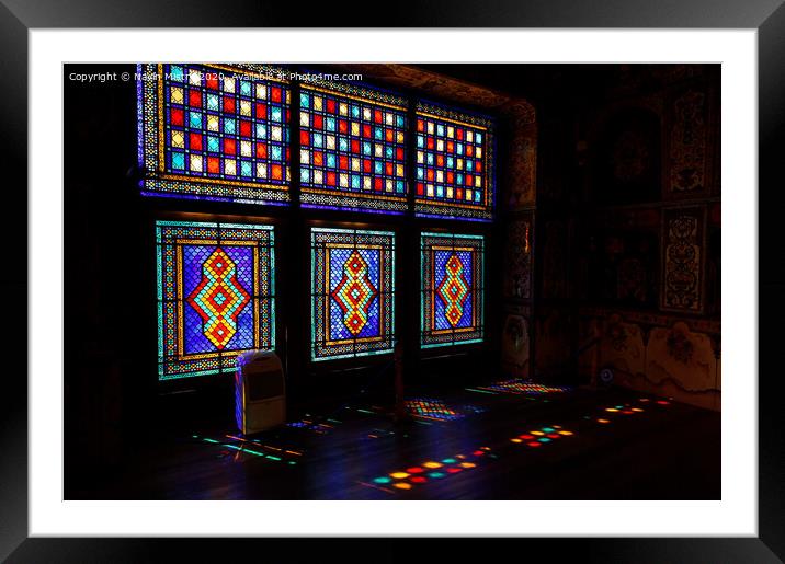 Stained Glass Windows of the Sheki Khan's Palace, Azerbaijan Framed Mounted Print by Navin Mistry