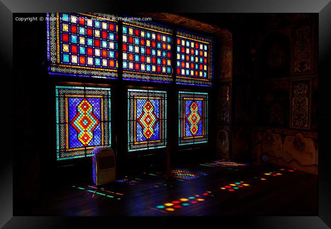 Stained Glass Windows of the Sheki Khan's Palace, Azerbaijan Framed Print by Navin Mistry