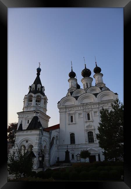 The building of a beautiful white Christian Church in Murom city, Russia. Framed Print by Karina Osipova