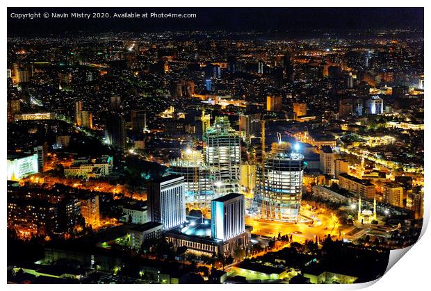 Flame Towers under construction, Baku, Azerbaijan 2010.  Print by Navin Mistry