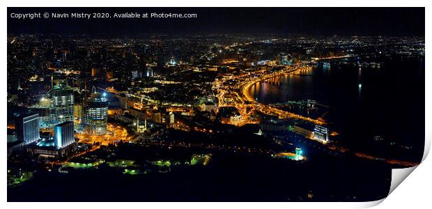 Cityscape at night Baku, Azerbaijan 2010.  Print by Navin Mistry