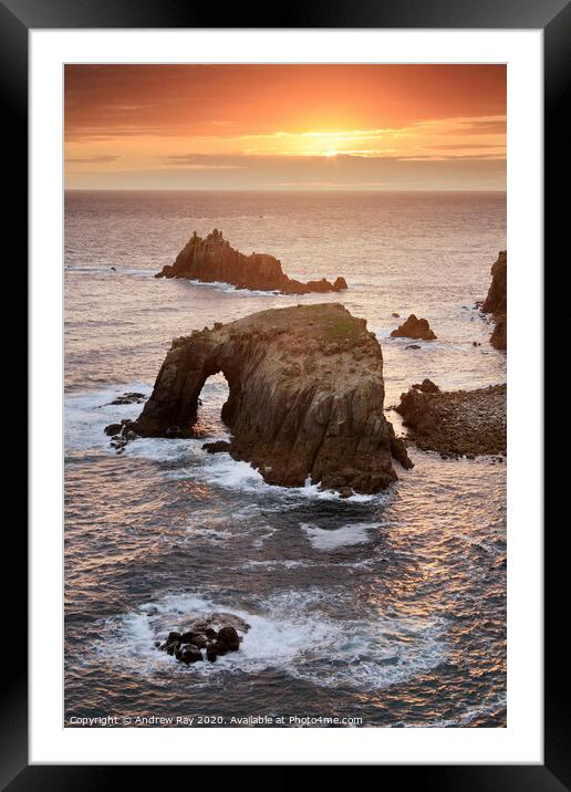 Lands End Sunset Framed Mounted Print by Andrew Ray