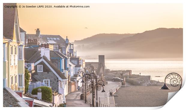 Marine Parade, Lyme Regis at dawn Print by Jo Sowden