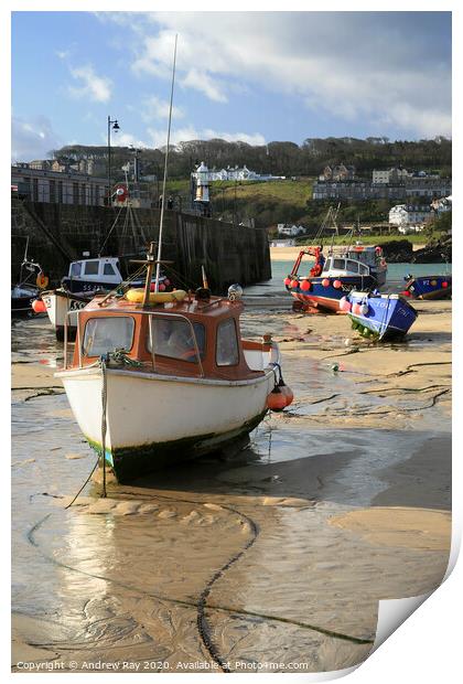 Boats at St Ives Print by Andrew Ray