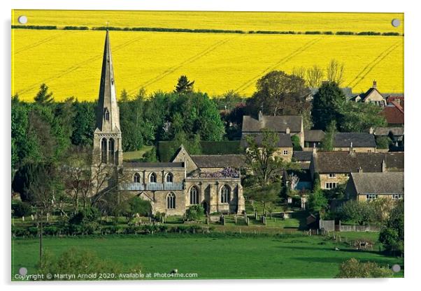 Wakerley Village & Church Northamptonshire Landsca Acrylic by Martyn Arnold