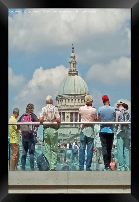 St Pauls Cathedral from The Millennium Bridge Framed Print by Laurence Tobin