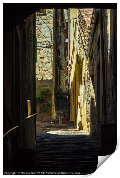 Tuscan Charm: Cortona's Historic Steps Print by Steven Dale