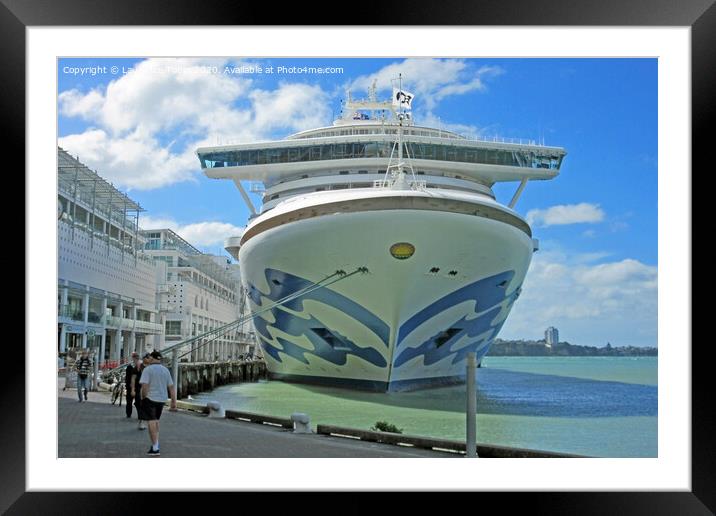 Sun Princess liner in Dock. Auckland, New Zealand Framed Mounted Print by Laurence Tobin