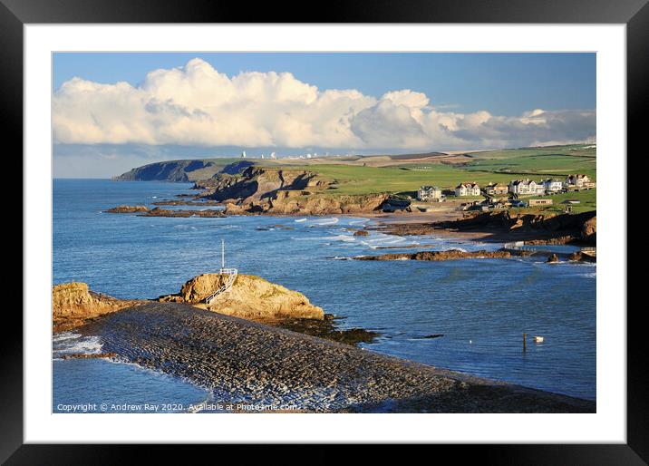Bude Breakwater Framed Mounted Print by Andrew Ray