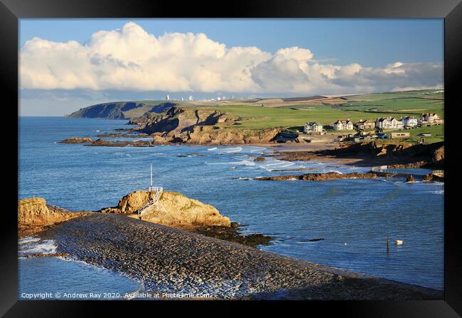Bude Breakwater Framed Print by Andrew Ray