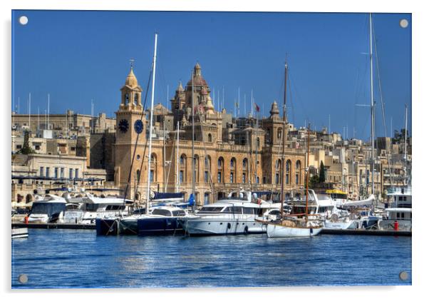 Valletta Harbour - Malta Acrylic by David Stanforth
