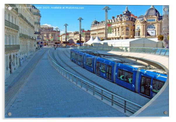 Tramway in Montpellier, France Acrylic by Laurence Tobin