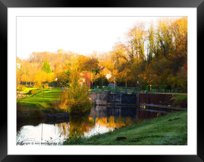 Cappy lock at sunset Framed Mounted Print by Ann Biddlecombe