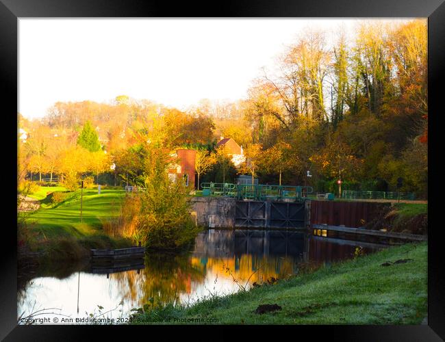 Cappy lock at sunset Framed Print by Ann Biddlecombe
