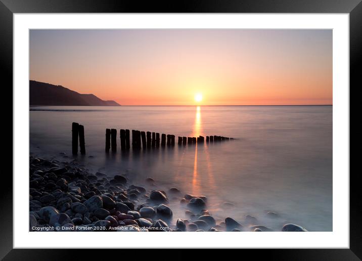 Sunset Over Porlock Bay From Bossington Beach, Porlock, Somerset, UK Framed Mounted Print by David Forster