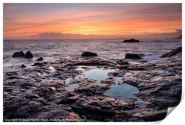 Dawn Light Over St Ives Bay, Cornwall, UK. Print by David Forster