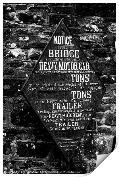 bridge weight plaque on the monmonth & brecon cana Print by keith hannant