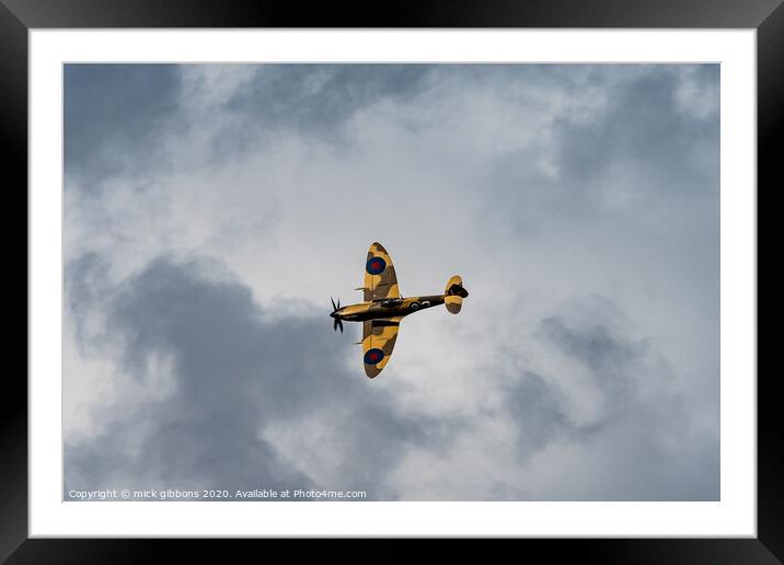 Battle of Britain Spitfire Framed Mounted Print by mick gibbons