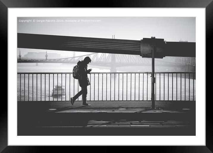 Walking on the bridge Framed Mounted Print by Sergio Falzone