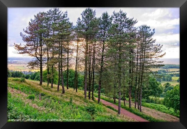 Evening on  Clent Hill Worcestershire Framed Print by Len Pugh