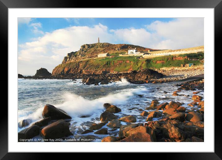 Cape Cornwall Framed Mounted Print by Andrew Ray