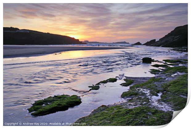 Porth Beach at Sunset Print by Andrew Ray
