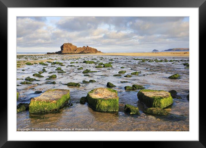 Stepping Stones (Perranporth) Framed Mounted Print by Andrew Ray