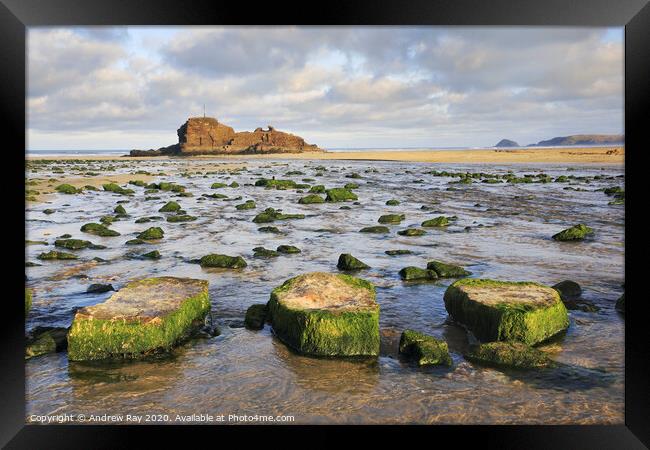 Stepping Stones (Perranporth) Framed Print by Andrew Ray