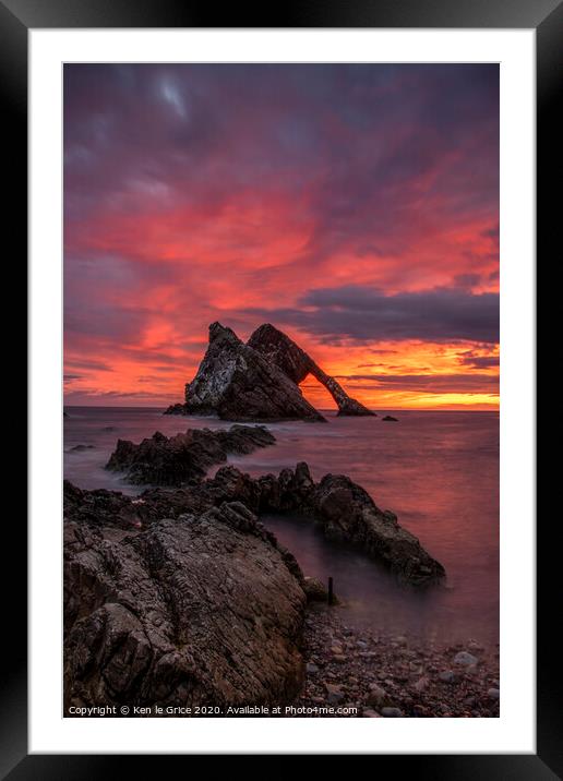 Sunrise at Bow Fiddle Rock Framed Mounted Print by Ken le Grice