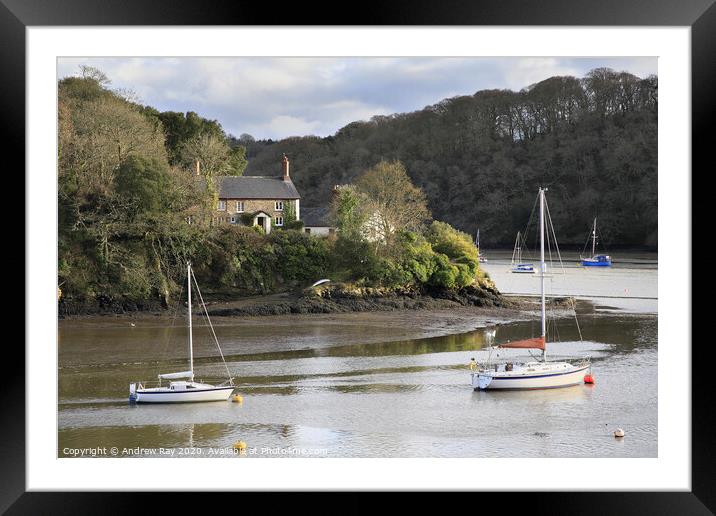 Boats at Malpas Framed Mounted Print by Andrew Ray