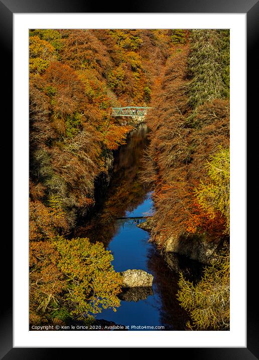 Autumn colours at Garry Bridge Framed Mounted Print by Ken le Grice
