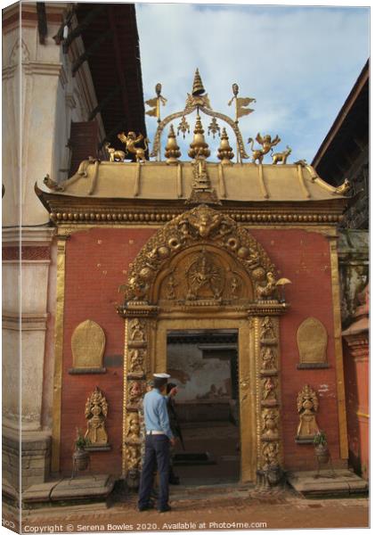 Temple Entrance Bhaktapur Canvas Print by Serena Bowles