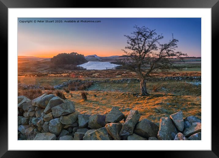 Hadrians Wall near the Sill at Once Brewed Framed Mounted Print by Peter Stuart
