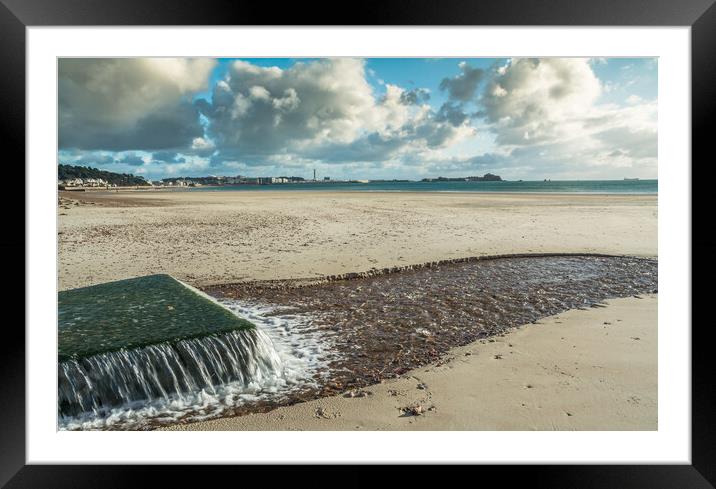 St Helier beach Jersey Framed Mounted Print by Jonathon barnett