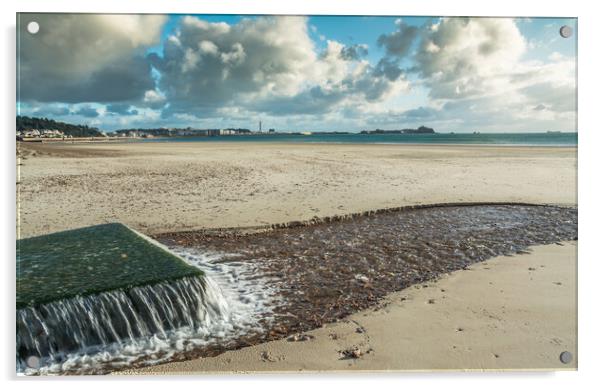 St Helier beach Jersey Acrylic by Jonathon barnett