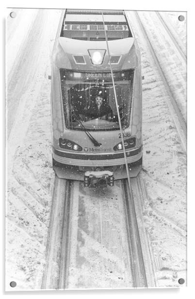Minneapolis Snow Train Acrylic by Jim Hughes
