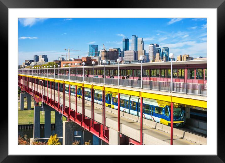 Green Line light rail in Minneapolis Framed Mounted Print by Jim Hughes