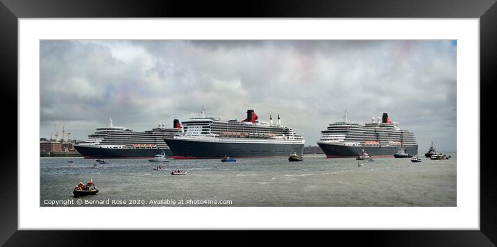 The Three Cunard Queens on the Mersey Framed Mounted Print by Bernard Rose Photography