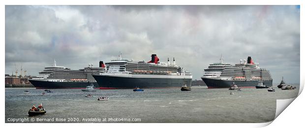 The Three Cunard Queens on the Mersey Print by Bernard Rose Photography