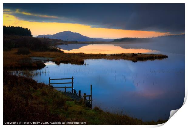 Twilight at Loch Peallach Print by Peter O'Reilly