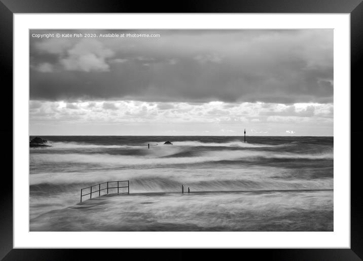 Bude sea pool in the stormy sea Framed Mounted Print by Kate Fish