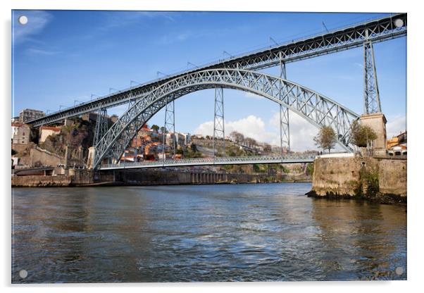 Dom Luis I Bridge On Douro River in Porto Acrylic by Artur Bogacki