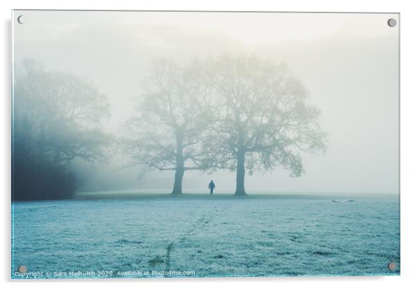 Frosty morning walk in the fog Acrylic by Sara Melhuish