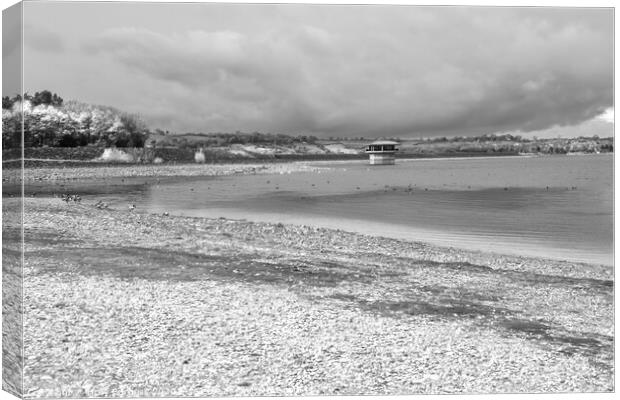 Carsington Waters, Derbyshire, black and white  Canvas Print by Holly Burgess